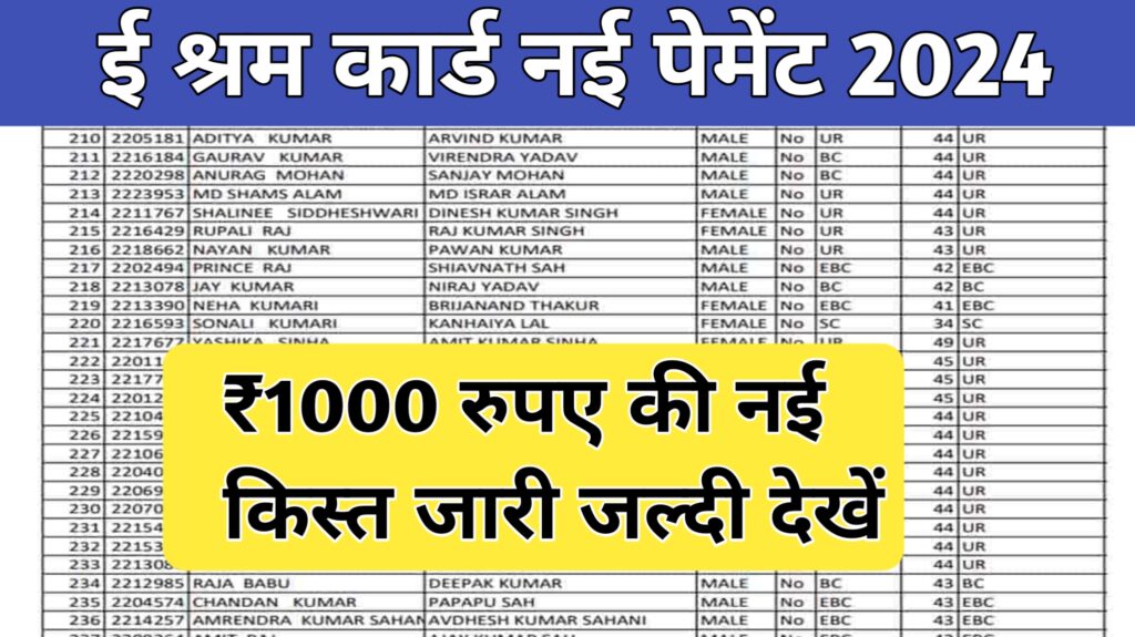 E-Shram Card Yojana List 2024,