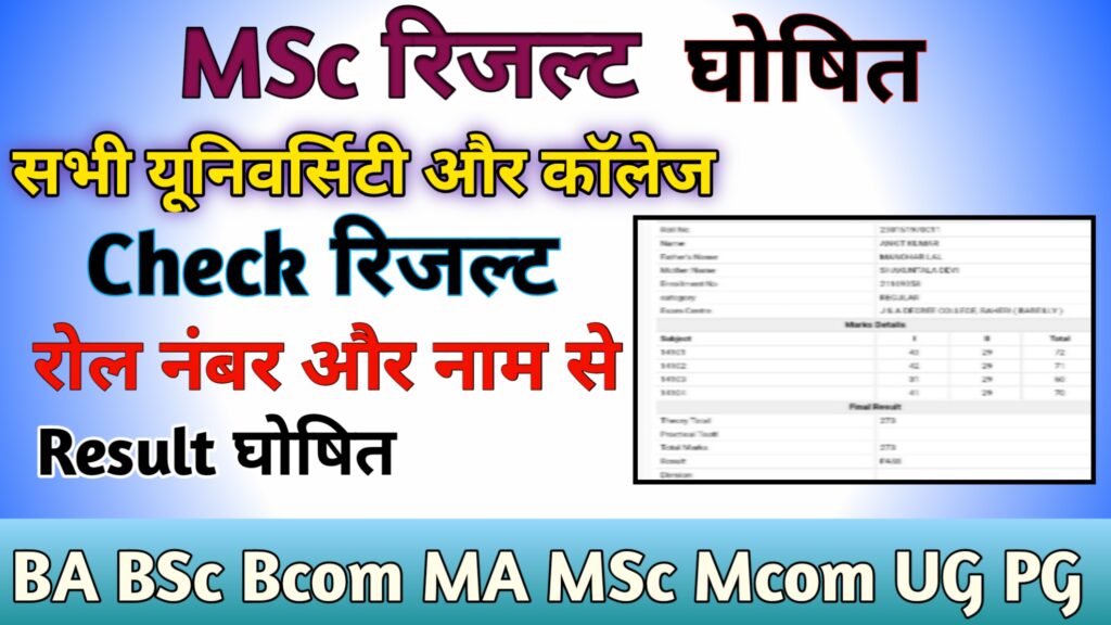 M.sc Result 2024 Download