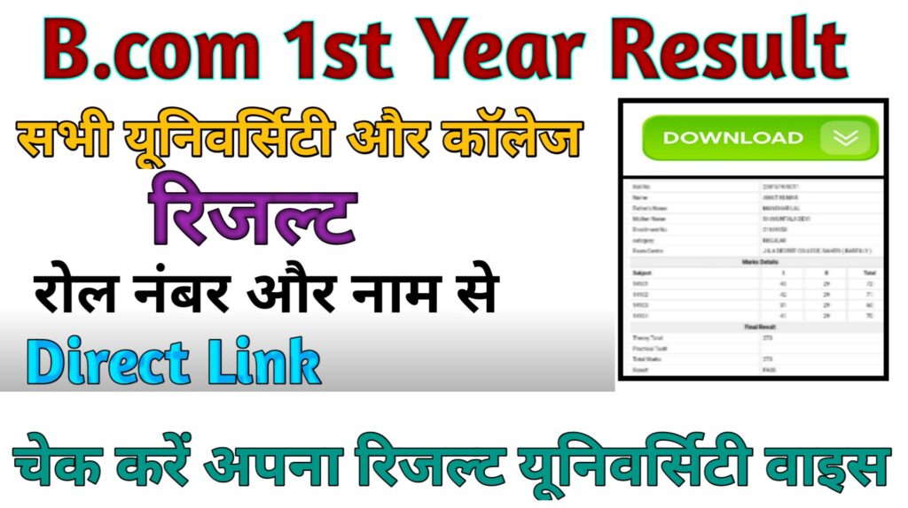 BCom 1st Year Result 2024