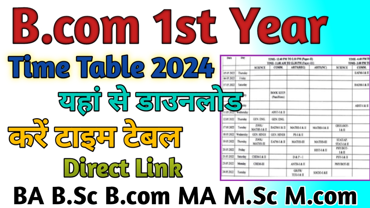 B.com 1st Year Time Table 2024